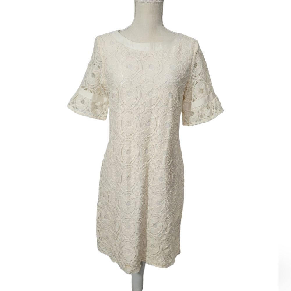 Liz claiborne ivory lace dress